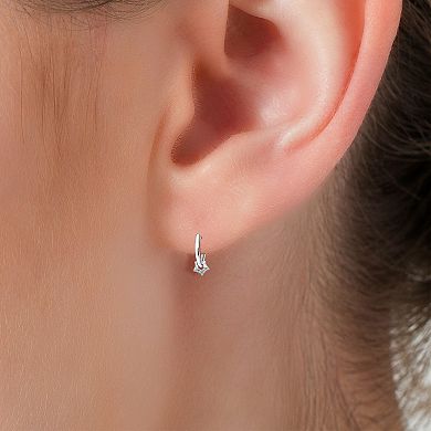 Diamaison Sterling Silver Diamond Accent Star Hoop Earrings