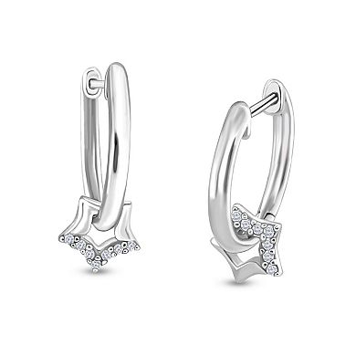 Diamaison Sterling Silver Diamond Accent Star Hoop Earrings