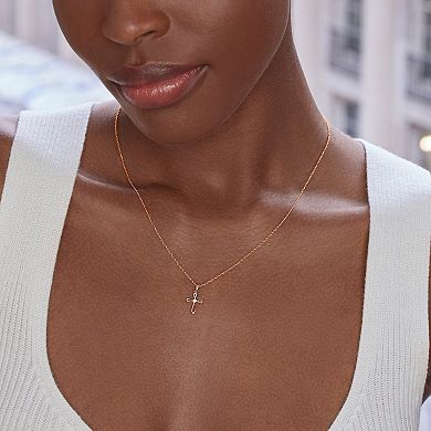 Diamaison 10k Rose Gold Diamond Accent Cross Pendant Necklace