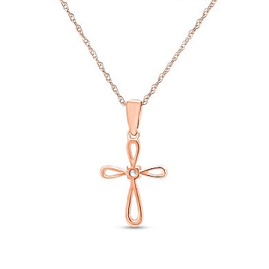 Diamaison 10k Rose Gold Diamond Accent Cross Pendant Necklace