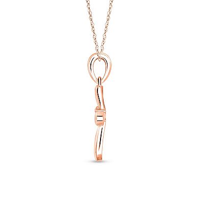 Diamaison 10k Rose Gold Diamond Accent Cross Pendant Necklace