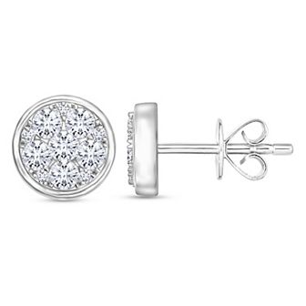 14k White Gold 1/2 Carat T.W. Cluster Stud Earrings