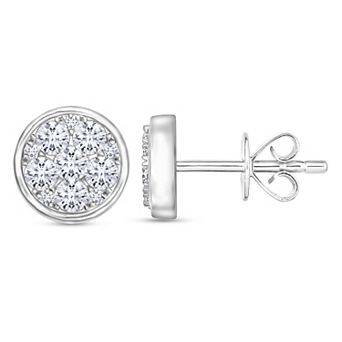 Diamaison 14k White Gold 1/2 Carat T.W. Cluster Stud Earrings