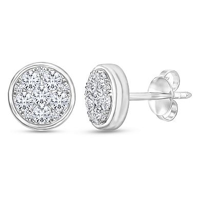 Diamaison 14k White Gold 1/2 Carat T.W. Cluster Stud Earrings