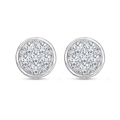 Diamaison 14k White Gold 1/2 Carat T.W. Cluster Stud Earrings