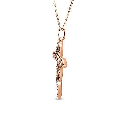 Diamaison 10k Rose Gold 3/8 Carat T.W. Diamond Cross Pendant Necklace
