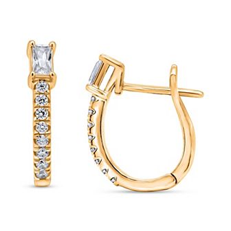10k Gold 3/8 Carat T.W. Diamond U Huggie Hoop Earrings