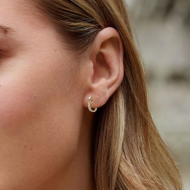 Diamaison 10k Gold 3/8 Carat T.W. Diamond U Huggie Hoop Earrings