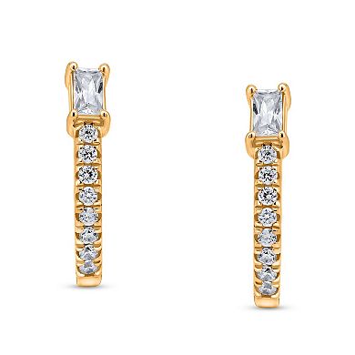 Diamaison 10k Gold 3/8 Carat T.W. Diamond U Huggie Hoop Earrings