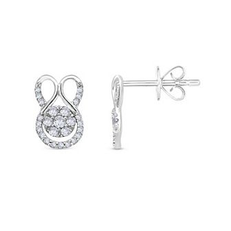 10k White Gold 1/4 Carat T.W. Looped Stud Earrings