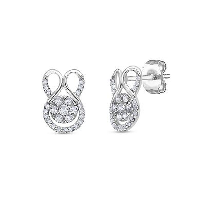 Diamaison 10k White Gold 1/4 Carat T.W. Looped Stud Earrings