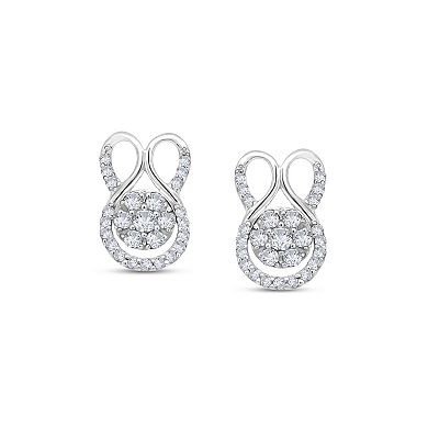 Diamaison 10k White Gold 1/4 Carat T.W. Looped Stud Earrings