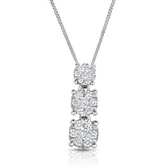 14k White Gold 3/8 Carat T.W. Diamond Pendant Necklace