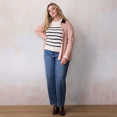 Plus Size LC Lauren Conrad Crewneck Cable Pullover Sweater