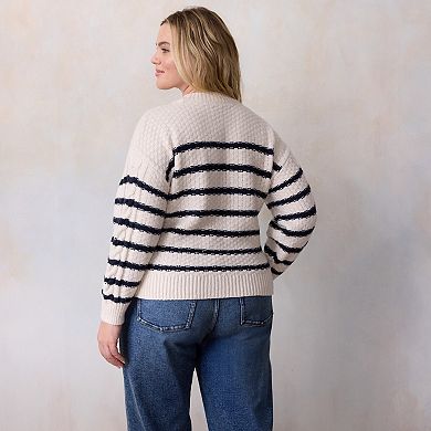 Plus Size LC Lauren Conrad Crewneck Cable Pullover Sweater