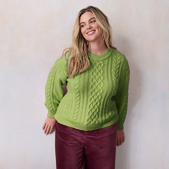 Plus Size LC Lauren Conrad Crewneck Cable Pullover Sweater