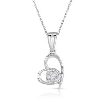 Diamaison 14k White Gold 1/10 Carat T.W. Diamond Heart Pendant Necklace