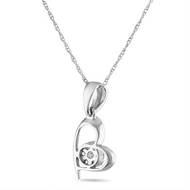14k White Gold 1/10 Carat T.W. Diamond Heart Pendant Necklace