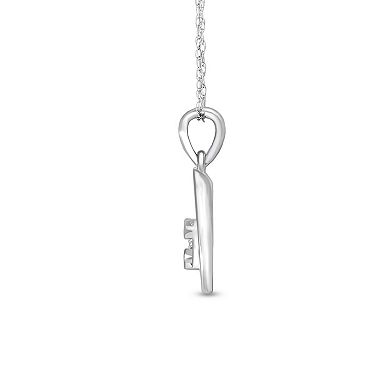 14k White Gold 1/10 Carat T.W. Diamond Heart Pendant Necklace
