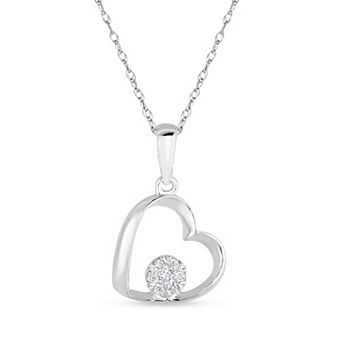 Diamaison Sterling Silver Diamond Accent Heart Pendant Necklace
