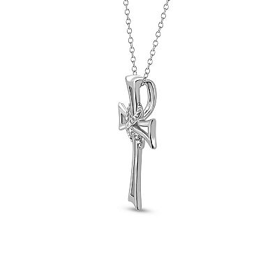 Diamaison Sterling Silver Diamond Accent Ornate Cross Pendant Necklace