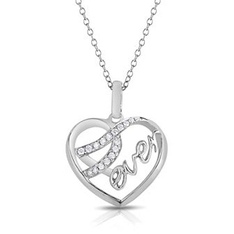 Sterling Silver Diamond Accent "4ever" Pendant Necklace