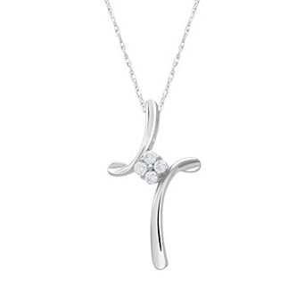 Diamaison 14k White Gold 1/10 Carat T.W. Diamond Pendant Necklace