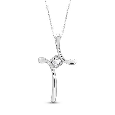 Diamaison 14k White Gold 1/10 Carat T.W. Diamond Pendant Necklace