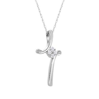 Diamaison 14k White Gold 1/10 Carat T.W. Diamond Pendant Necklace