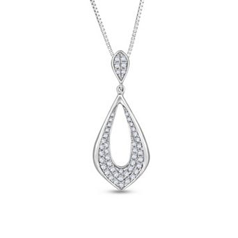 Diamaison 14k White Gold 1/3 Carat T.W. Diamond Pendant Necklace