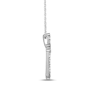 Diamaison 10k White Gold 1/6 Carat T.W. Diamond Cross Pendant Necklace
