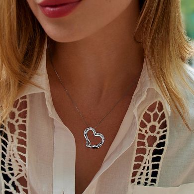 Diamaison 10k White Gold 1/6 Carat T.W. Diamond Heart Pendant Necklace