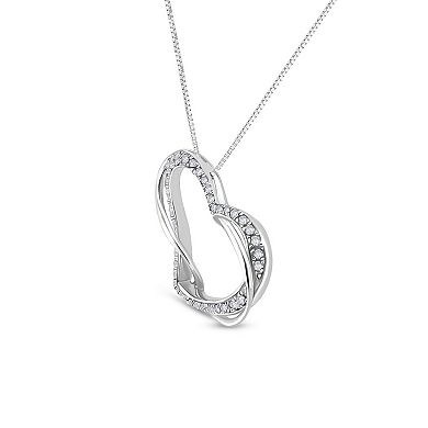 Diamaison 10k White Gold 1/6 Carat T.W. Diamond Heart Pendant Necklace