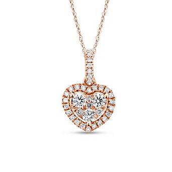 10k Rose Gold 1/4 Carat T.W. Diamond Heart Pendant Necklace