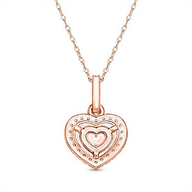 Diamaison 10k Rose Gold 1/4 Carat T.W. Diamond Heart Pendant Necklace