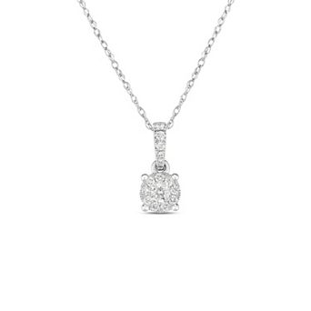 Diamaison 14k White Gold 1/6 Carat T.W. Diamond Pendant Necklace