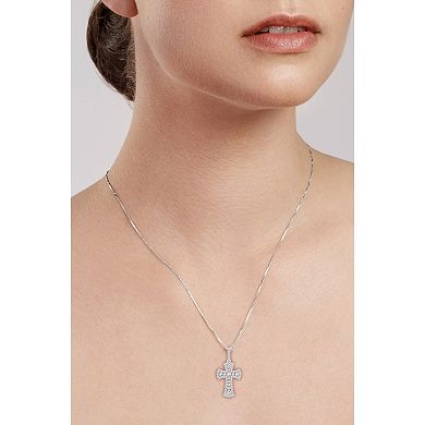 Diamaison 10k White Gold 3/8 Carat T.W. Diamond Cross Pendant Necklace