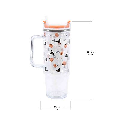 Ghost 30 Oz. Clear Tumbler with Straw and Handle