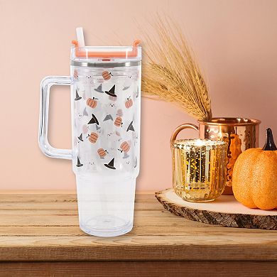 Ghost 30 Oz. Clear Tumbler with Straw and Handle