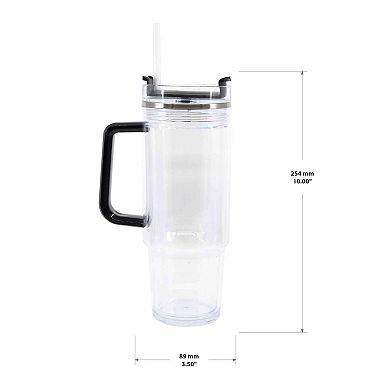 Clear 30 Oz. Tumbler with Straw and Handle