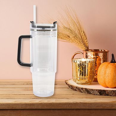Clear 30 Oz. Tumbler with Straw and Handle