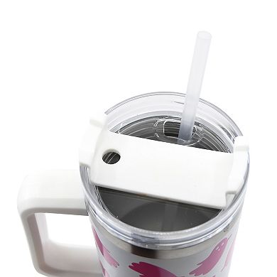Pink Ghost 30 Oz. Insulated Tumbler with Straw and Handle