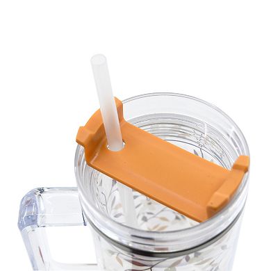 Clear Leaf 30 Oz. Tumbler with Straw and Handle