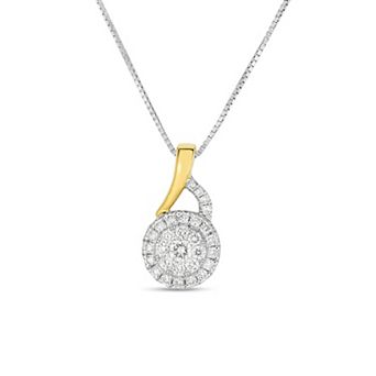 Diamaison 10k Two-Tone Gold 1/4 Carat T.W. Diamond Pendant Necklace