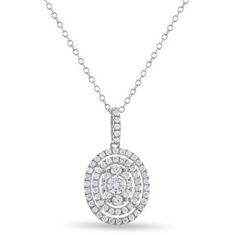 Diamaison 10k White Gold 1 Carat T.W. Diamond Pendant Necklace
