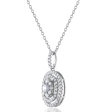 Diamaison 10k White Gold 1 Carat T.W. Diamond Pendant Necklace
