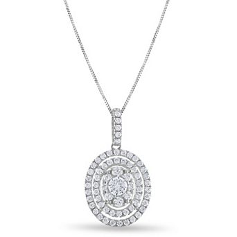 Diamaison 14k White Gold 1 Carat T.W. Diamond Pendant Necklace