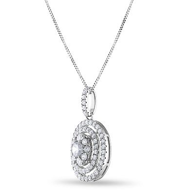 Diamaison 14k White Gold 1 Carat T.W. Diamond Pendant Necklace
