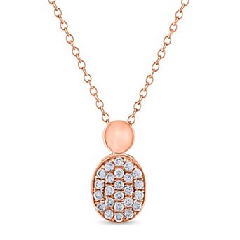 Diamaison 10k Rose Gold 1/10 Carat T.W. Diamond Oval Pendant Necklace