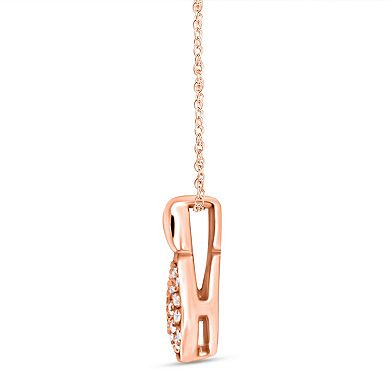 Diamaison 10k Rose Gold 1/10 Carat T.W. Diamond Oval Pendant Necklace